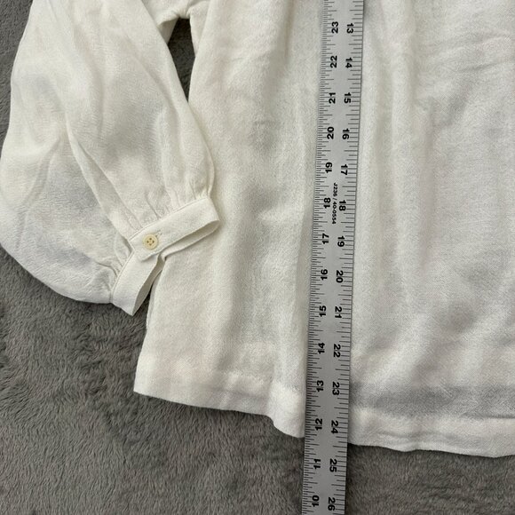 Jenni Kayne Long Sleeve Willow Blouse MEDIUM Cream Viscose Wool Top Shirt - Picture 4 of 7